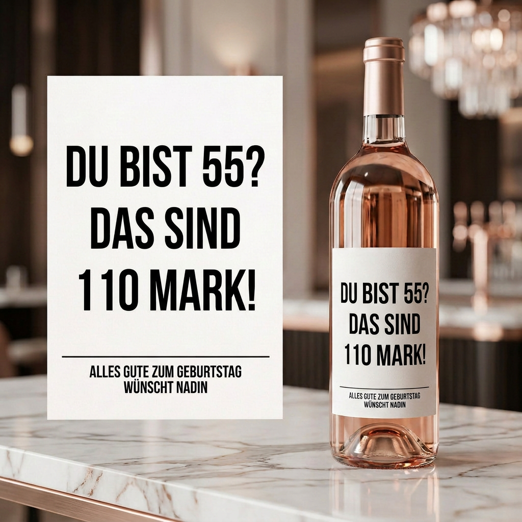 Du bist 55? Das sind 110 Mark! | Weinflaschen Etikett Geburtstag personalisiert | Lustiges Weinetikett Geschenk für Frauen & Männer