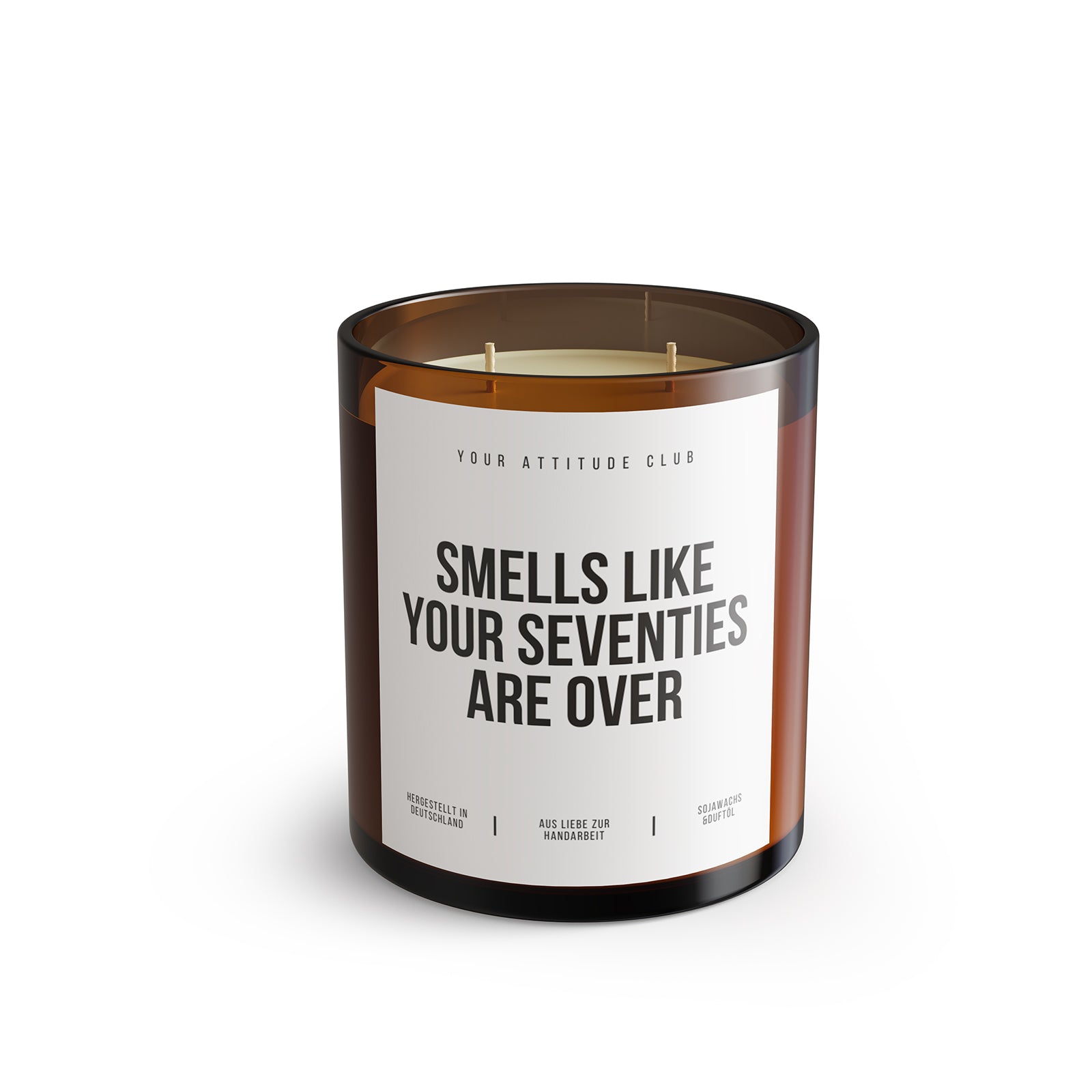 SMELLS LIKE YOUR SEVENTIES ARE OVER – Lustige Geburtstagskerze 80 Geburtstag Geschenkidee Humor Kerze Sojawachs 300 ml Geschenk Mann Frau Freund Freundin Your Attitude Club