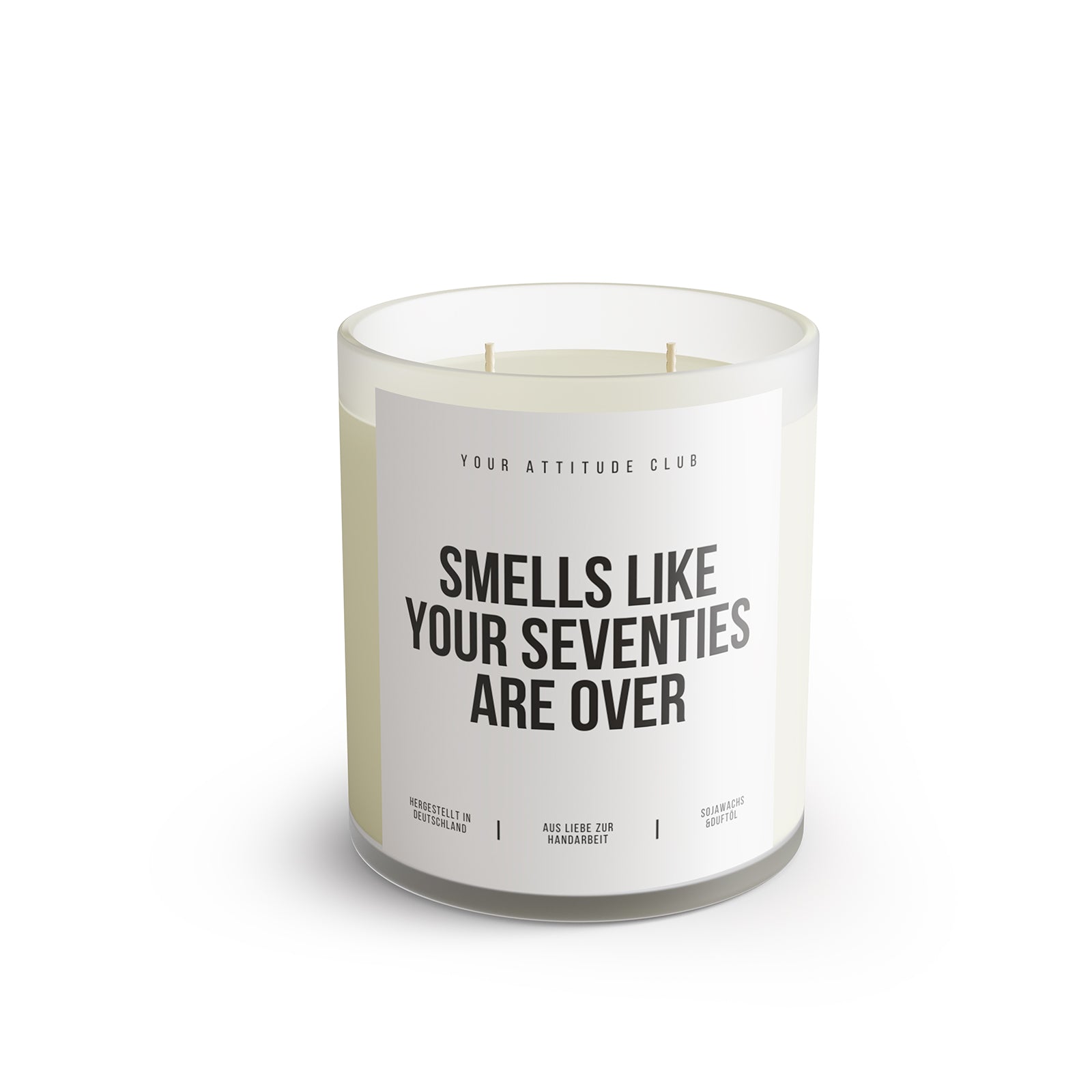 SMELLS LIKE YOUR SEVENTIES ARE OVER – Lustige Geburtstagskerze 80 Geburtstag Geschenkidee Humor Kerze Sojawachs 300 ml Geschenk Mann Frau Freund Freundin Your Attitude Club