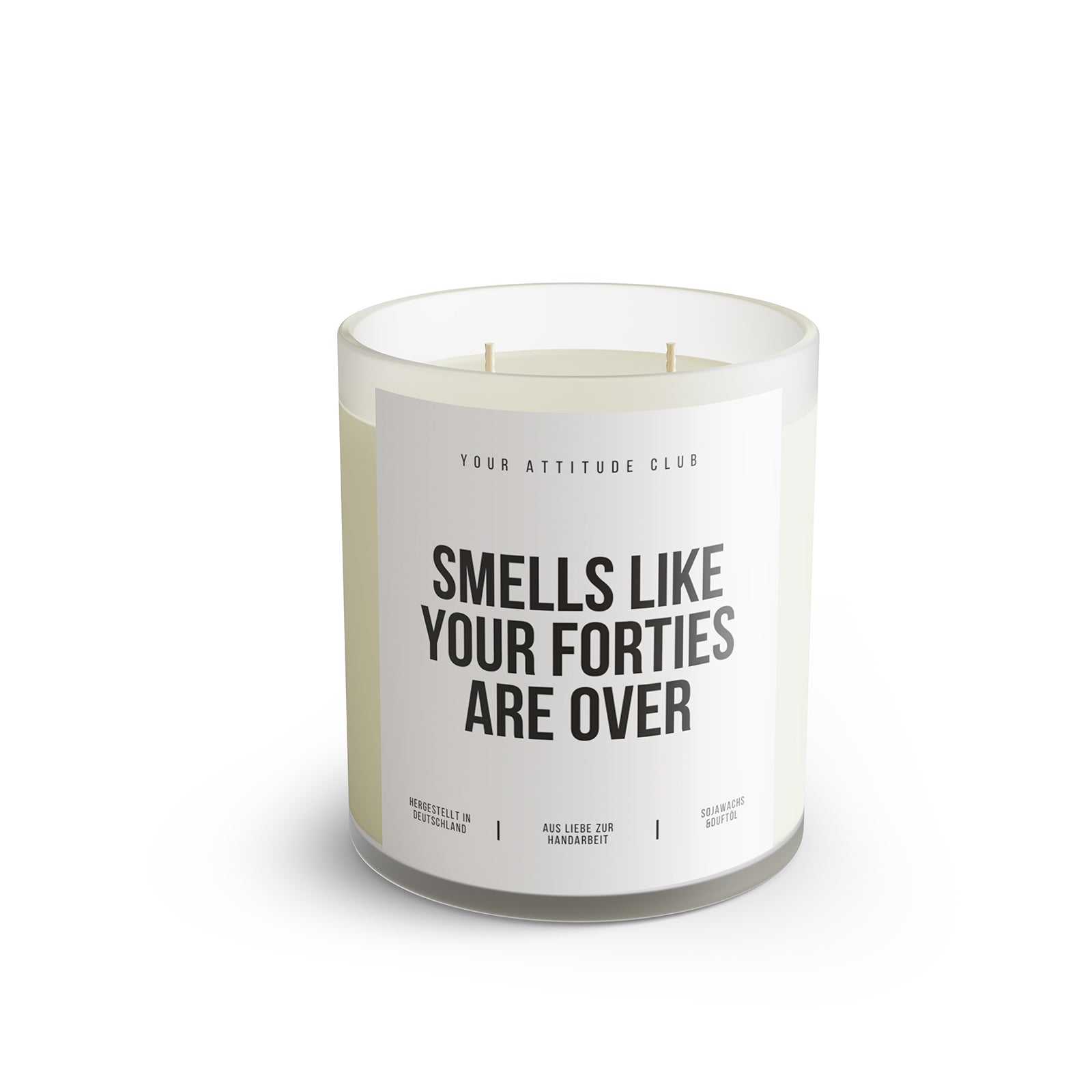 SMELLS LIKE YOUR FORTIES ARE OVER – Lustige Geburtstagskerze 50 Geburtstag Geschenkidee Humor Kerze Sojawachs 300 ml Geschenk Freund Freundin Your Attitude Club