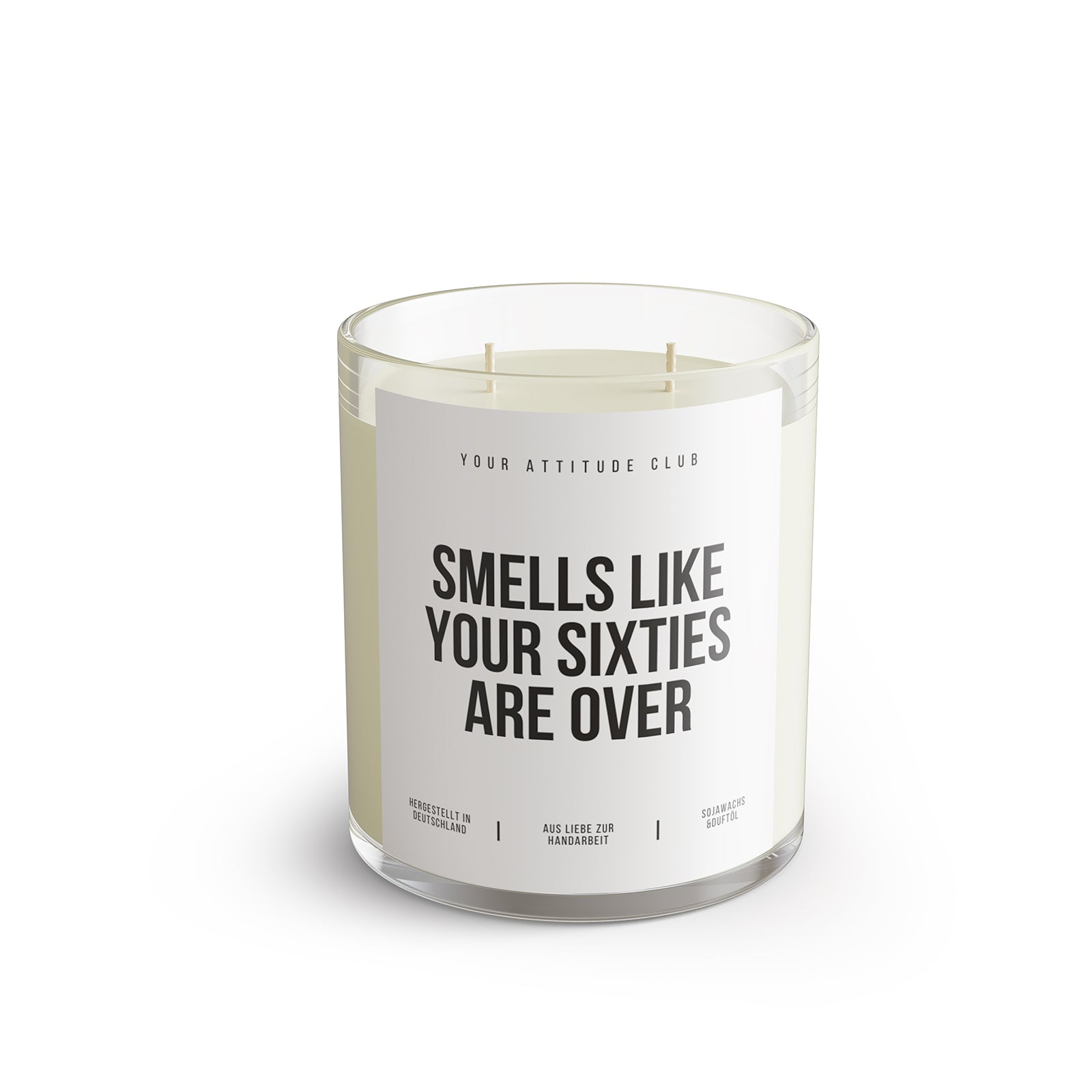 SMELLS LIKE YOUR SIXTIES ARE OVER – Lustige Geburtstagskerze 70 Geburtstag Geschenkidee Humor Kerze Sojawachs 300 ml Geschenk Mann Frau Freund Freundin Your Attitude Club