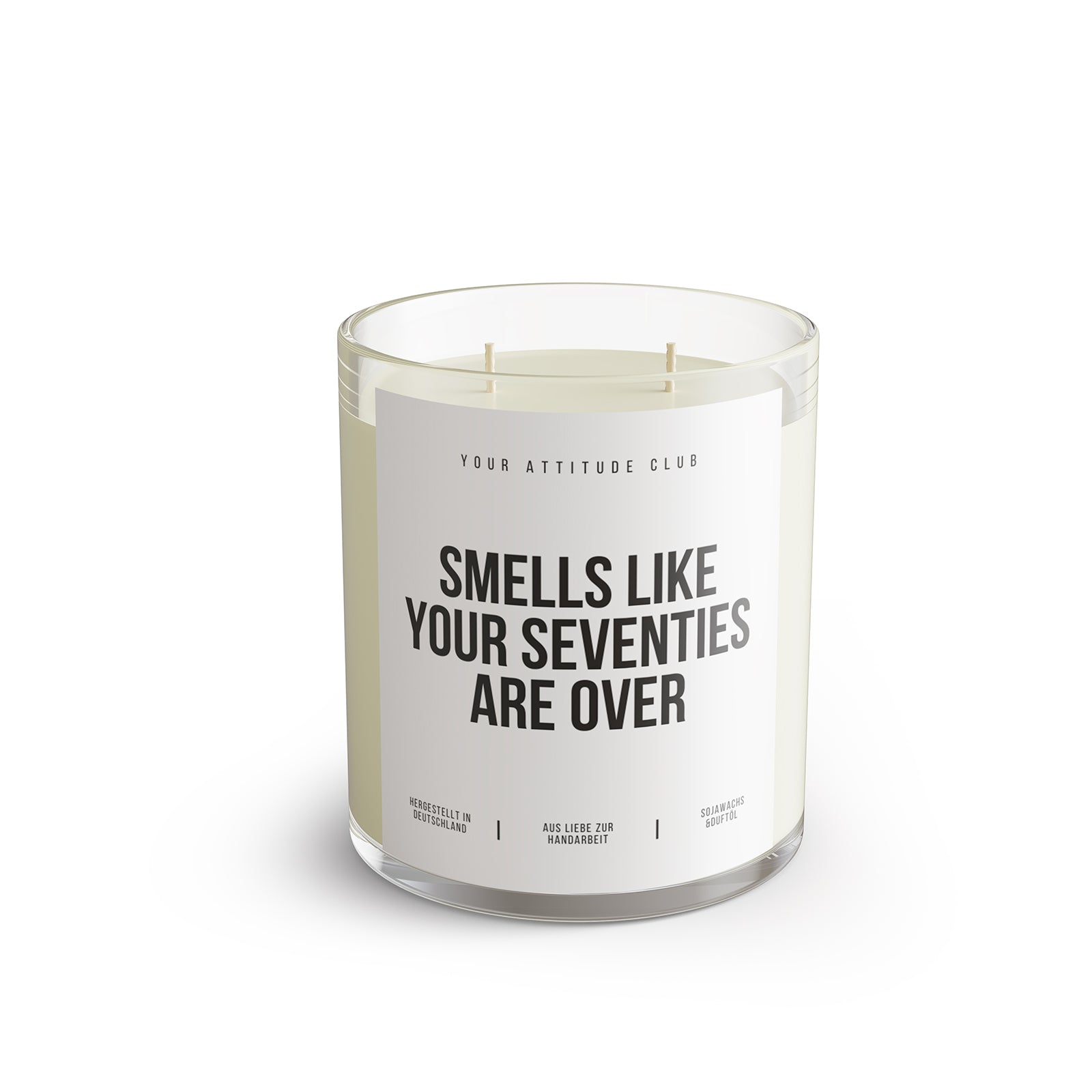 SMELLS LIKE YOUR SEVENTIES ARE OVER – Lustige Geburtstagskerze 80 Geburtstag Geschenkidee Humor Kerze Sojawachs 300 ml Geschenk Mann Frau Freund Freundin Your Attitude Club