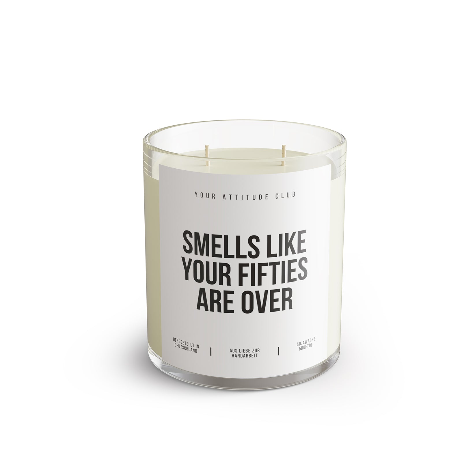 SMELLS LIKE YOUR FIFTIES ARE OVER – Lustige Geburtstagskerze 50 Geburtstag Geschenkidee Humor Kerze Sojawachs 300 ml Geschenk Freund Freundin Your Attitude Club