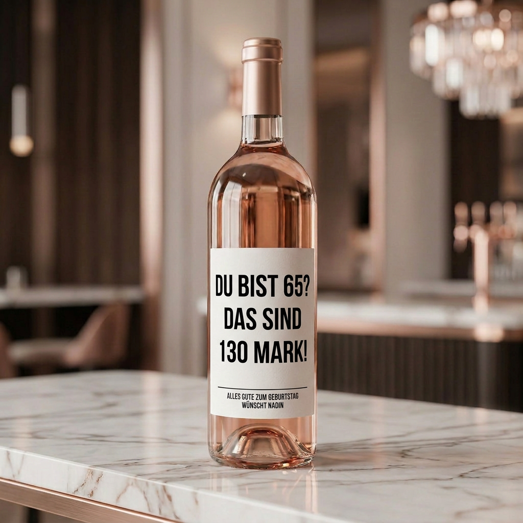 Du bist 65? Das sind 130 Mark! | Weinflaschen Etikett Geburtstag personalisiert | Lustiges Weinetikett Geschenk für Frauen & Männer
