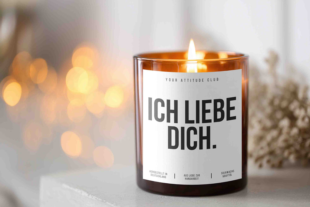 ICH LIEBE DICH Kerze, Valentinstag Geschenk, Galentines Day Geschenk, Sojawachs Kerze 300 ml, Geschenk für Partner, Freundin, Freund