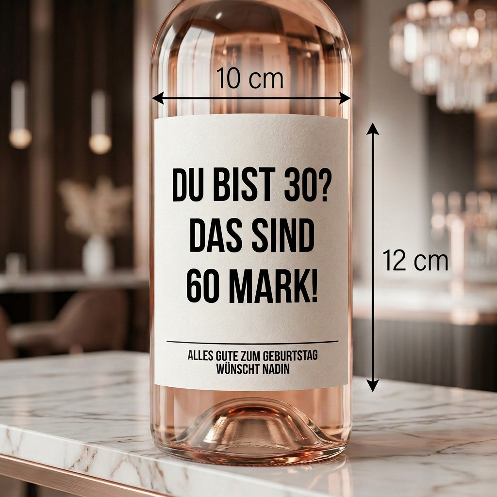 Du bist 30? Das sind 60 Mark! | Weinflaschen Etikett Geburtstag personalisiert | Lustiges Weinetikett Geschenk für Frauen & Männer