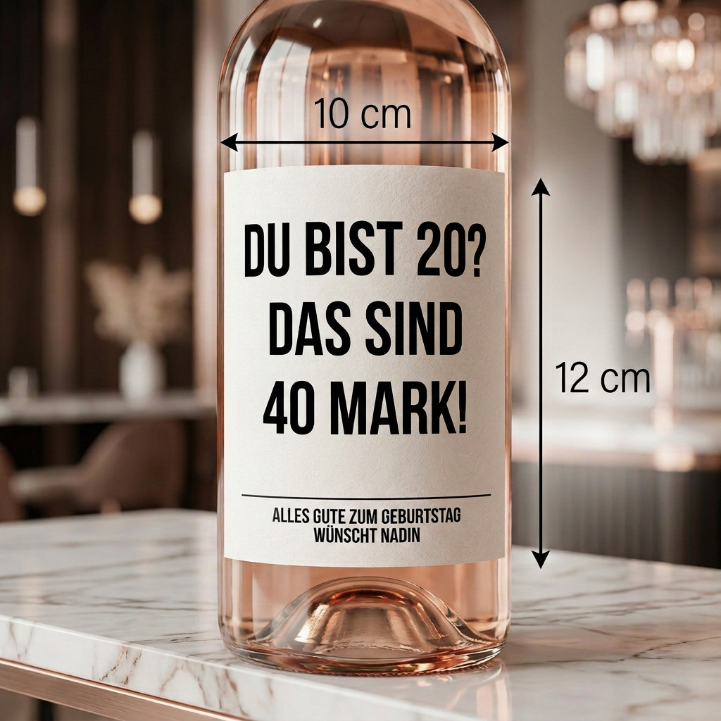 Du bist 20? Das sind 40 Mark! | Weinflaschen Etikett Geburtstag personalisiert | Lustiges Weinlabel Geschenk für Männer & Frauen