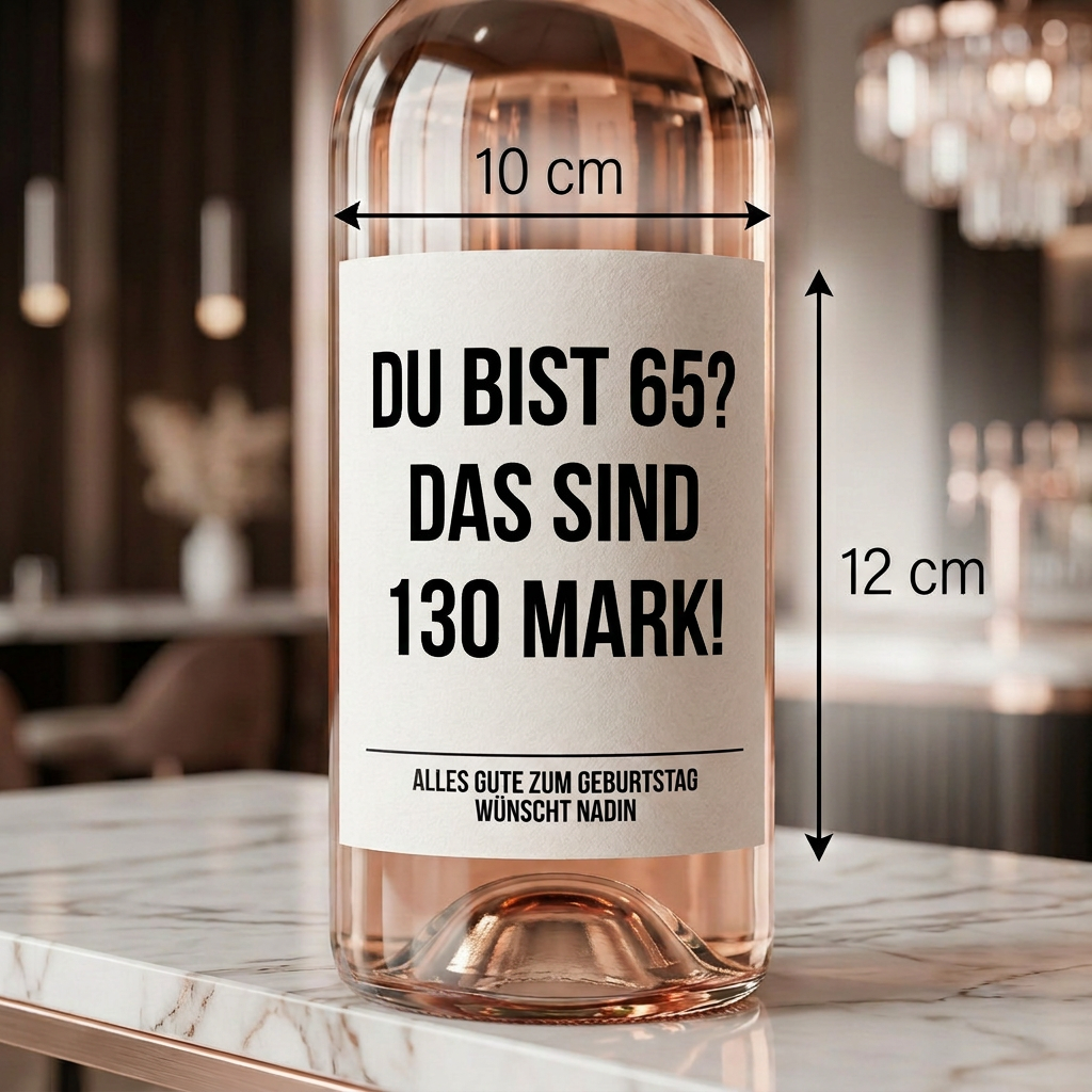 Du bist 65? Das sind 130 Mark! | Weinflaschen Etikett Geburtstag personalisiert | Lustiges Weinetikett Geschenk für Frauen & Männer