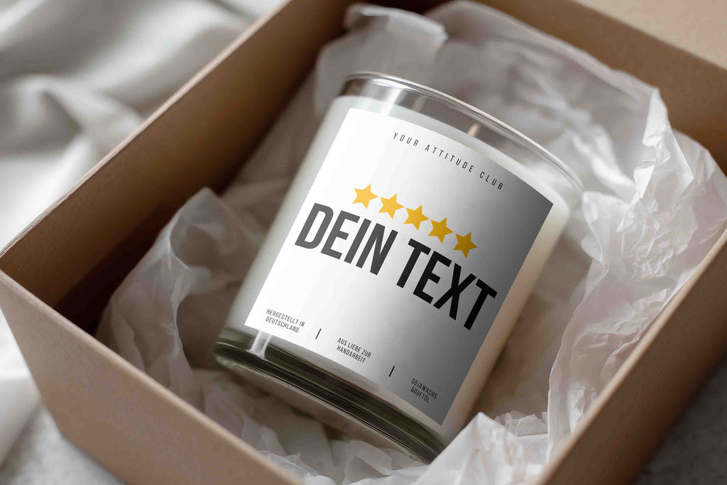 Review stars with more personalized text | Customizable candle
