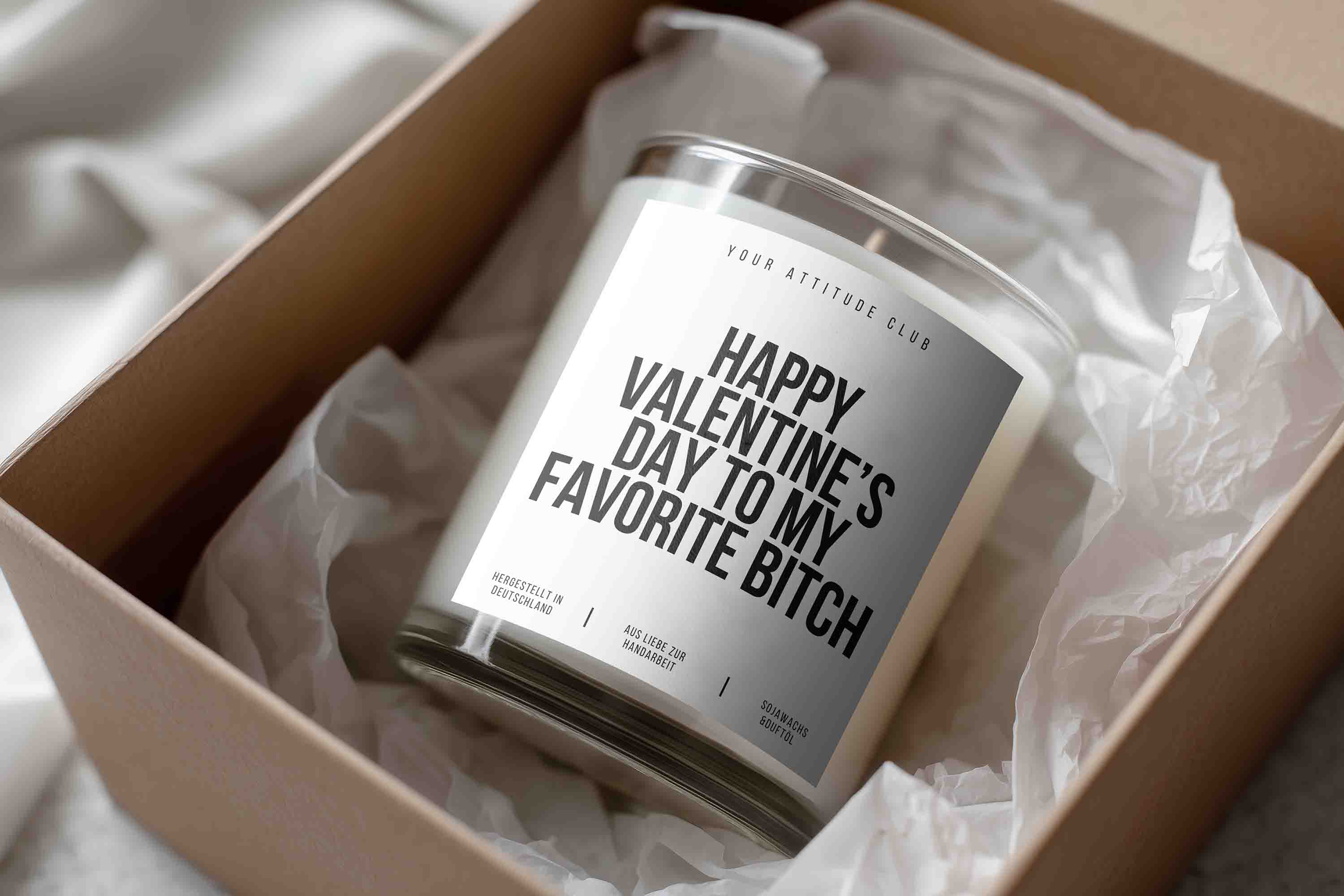 Happy Valentine’s Day to my favorite bitch Valentinstag Kerze Geschenk Galentine’s Day freche Duftkerze Sojawachs handmade Your Attitude Club