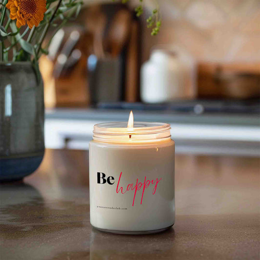 Be happy Kerze mit Spruch – Motivationskerze, Geschenkidee für Freunde, Geburtstag, Achtsamkeit, gute Laune, Handmade Candle von Your Attitude Club