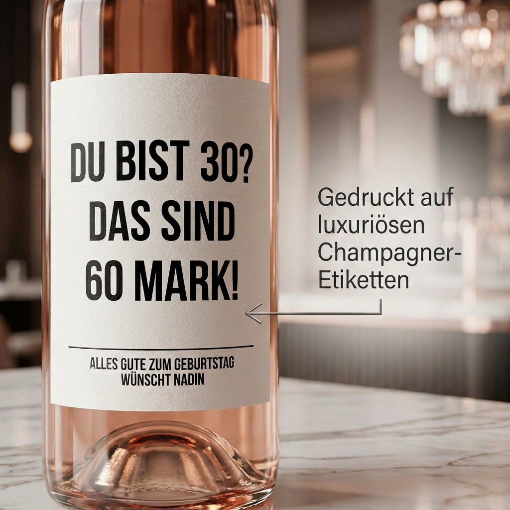 Du bist 30? Das sind 60 Mark! | Weinflaschen Etikett Geburtstag personalisiert | Lustiges Weinetikett Geschenk für Frauen & Männer