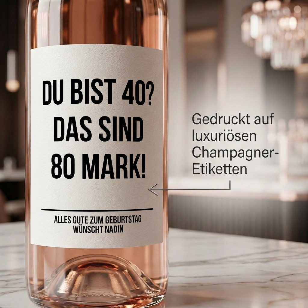 Du bist 40? Das sind 80 Mark! | Weinflaschen Etikett Geburtstag personalisiert | Lustiges Weinetikett Geschenk für Frauen & Männer