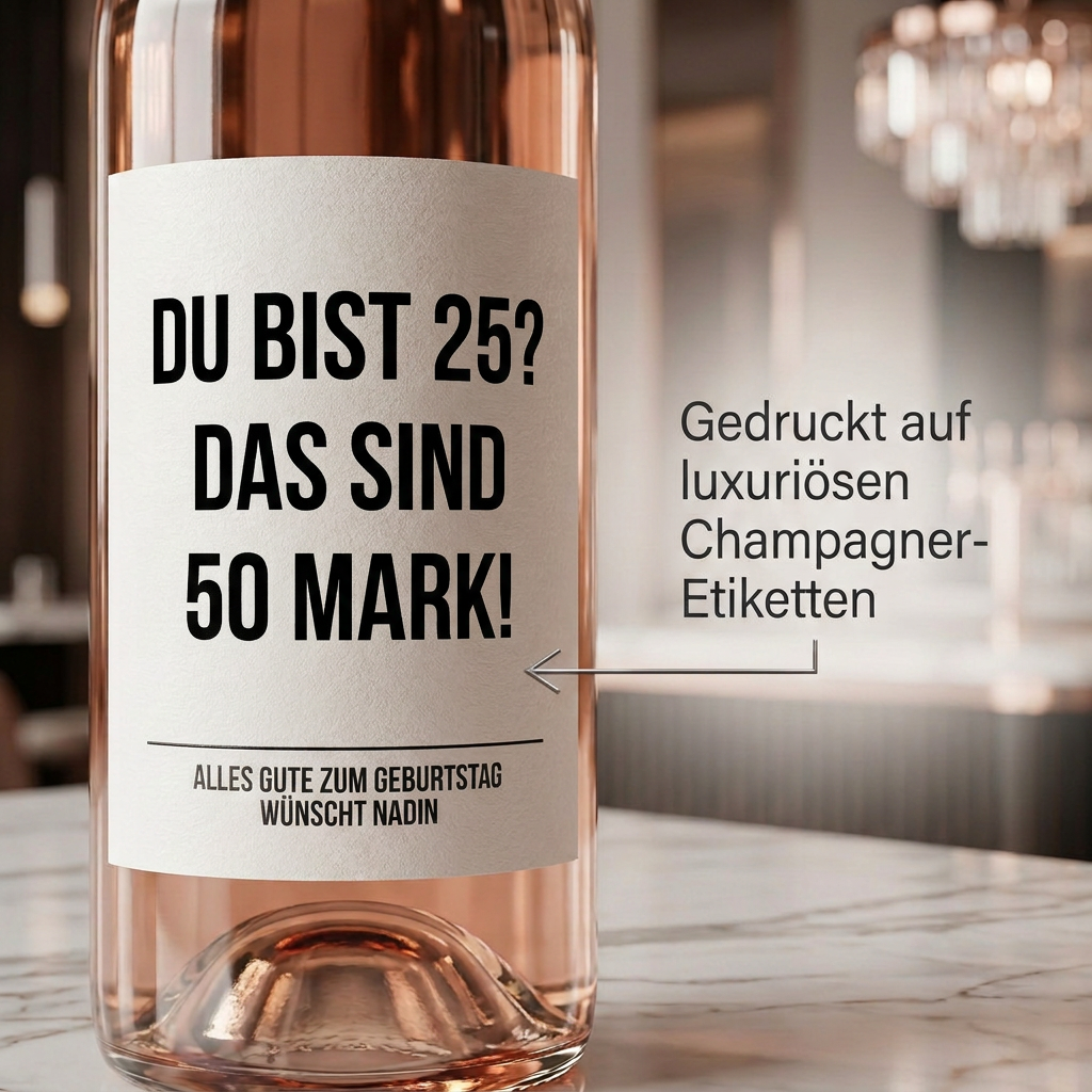 Du bist 25? Das sind 50 Mark! | Weinflaschen Etikett Geburtstag personalisiert | Lustiges Weinetikett Geschenk für Frauen & Männer