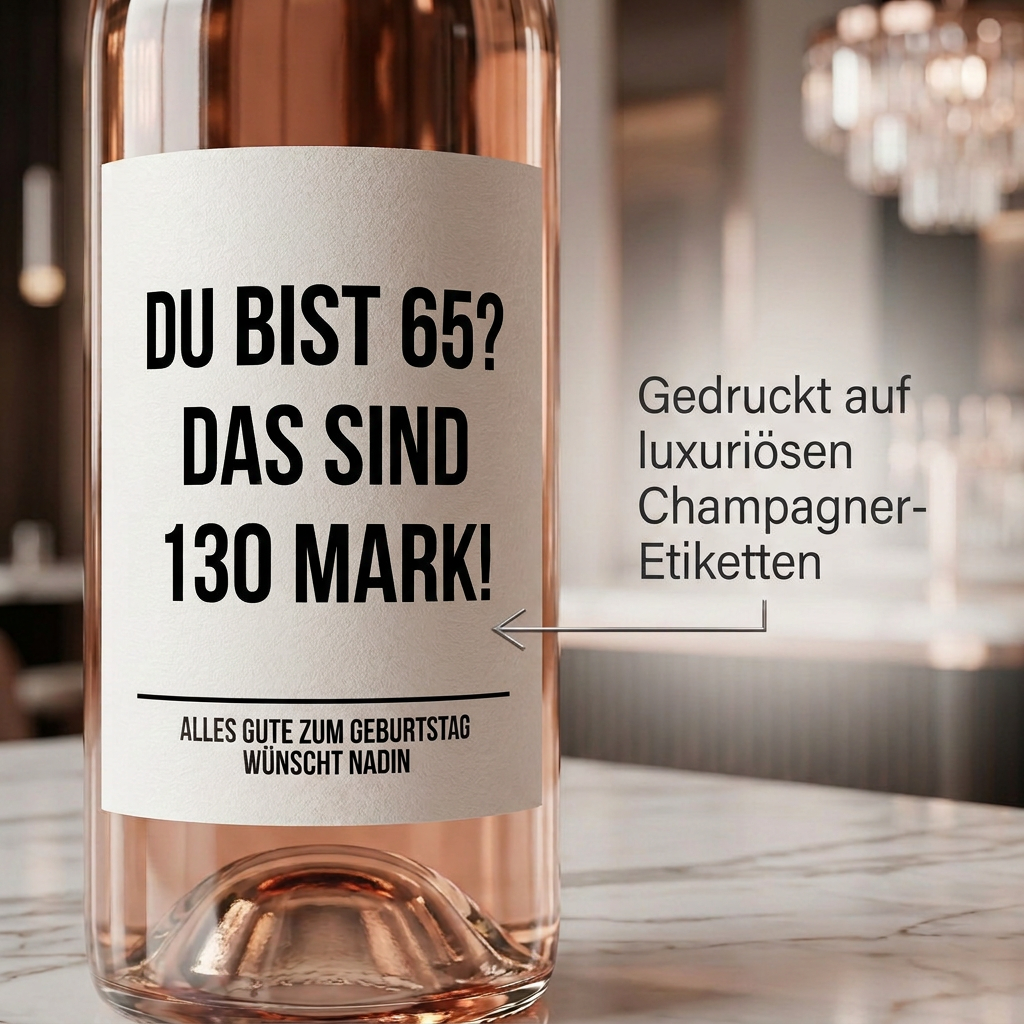 Du bist 65? Das sind 130 Mark! | Weinflaschen Etikett Geburtstag personalisiert | Lustiges Weinetikett Geschenk für Frauen & Männer