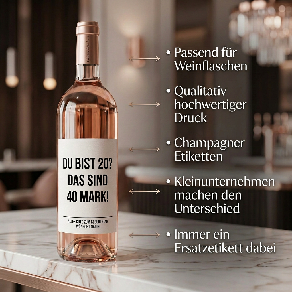 Du bist 20? Das sind 40 Mark! | Weinflaschen Etikett Geburtstag personalisiert | Lustiges Weinlabel Geschenk für Männer & Frauen