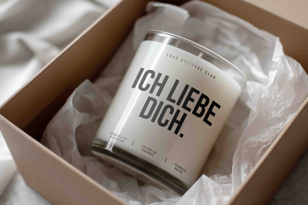 ICH LIEBE DICH Kerze, Valentinstag Geschenk, Galentines Day Geschenk, Sojawachs Kerze 300 ml, Geschenk für Partner, Freundin, Freund