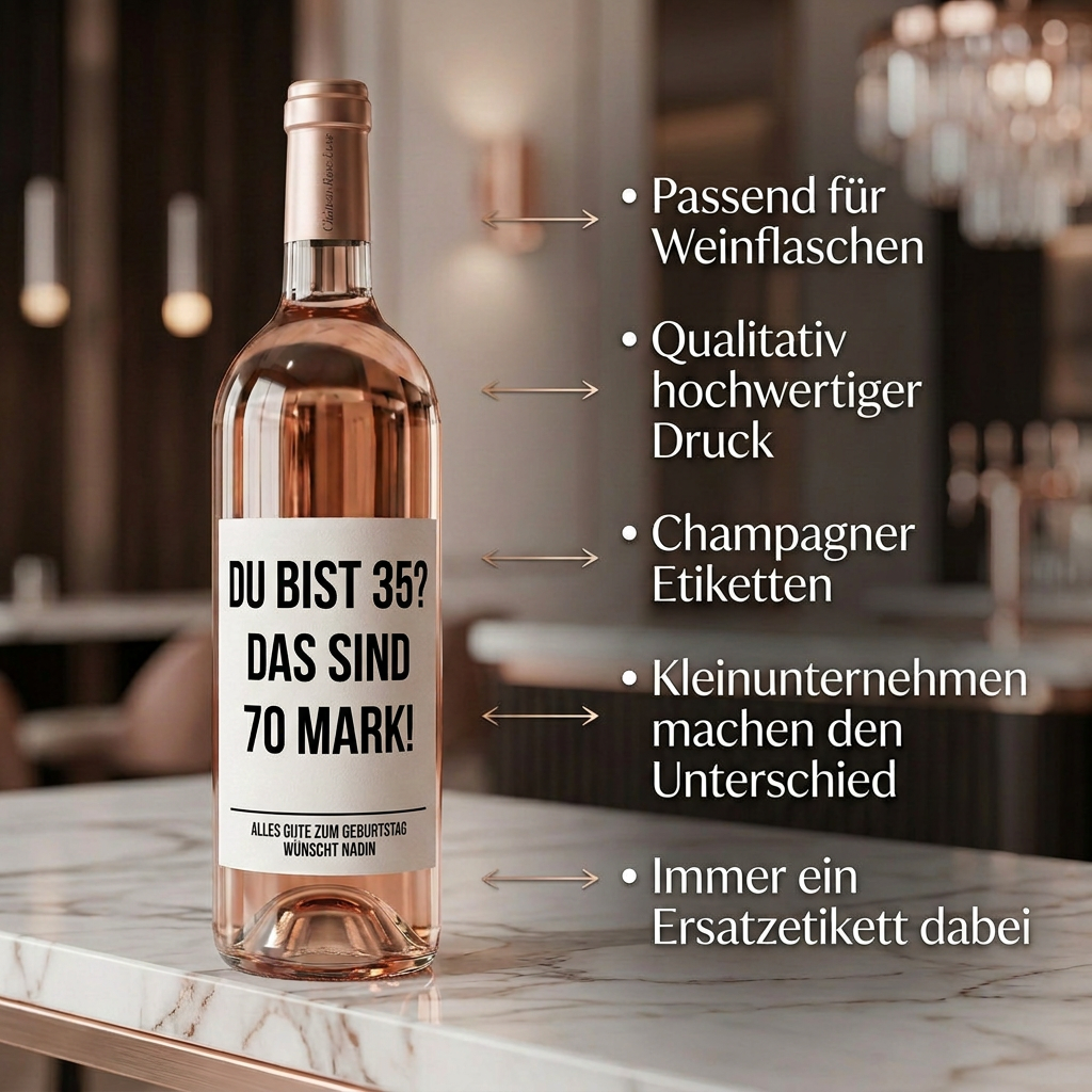 Du bist 35? Das sind 70 Mark! | Weinflaschen Etikett Geburtstag personalisiert | Lustiges Weinetikett Geschenk für Frauen & Männer