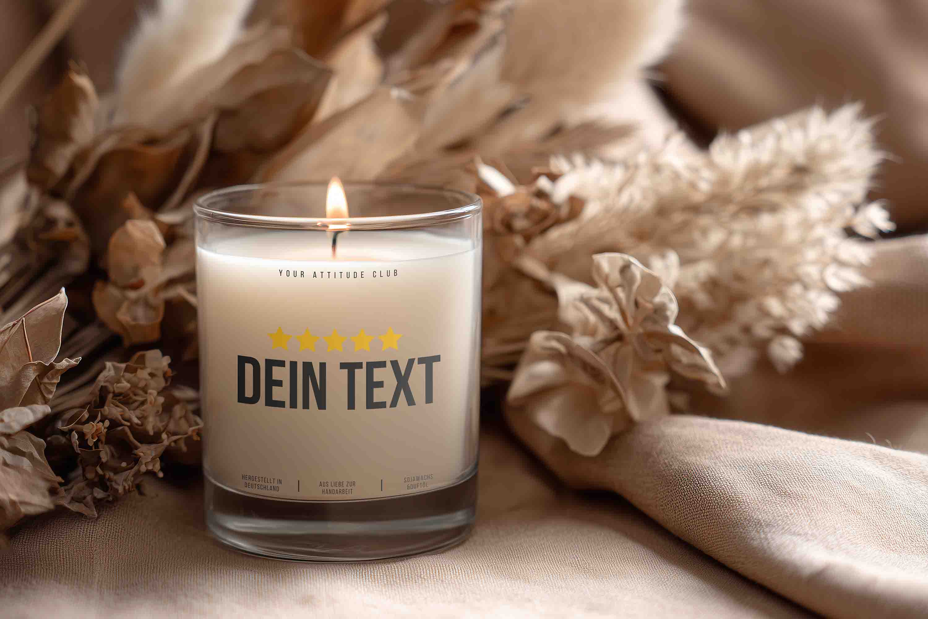 Review stars with more personalized text | Customizable candle