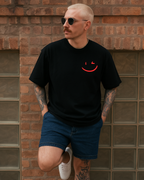 MY WIFE WILL KILL YOU - Oversized Men's T-Shirt Black with Red Front and Back Print | Premium Cotton Men's T-Shirt