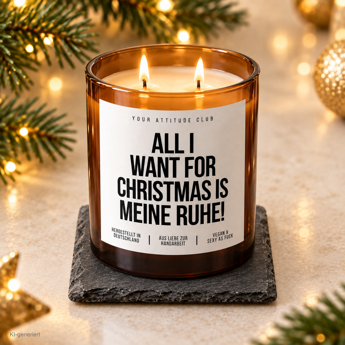 ALL I WANT FOR CHRISTMAS IS MEINE RUHE! – Weihnachtskerze | Lustiges Weihnachtsgeschenk | Geschenk für Freunde, Familie, Kollegen & Nachbarn