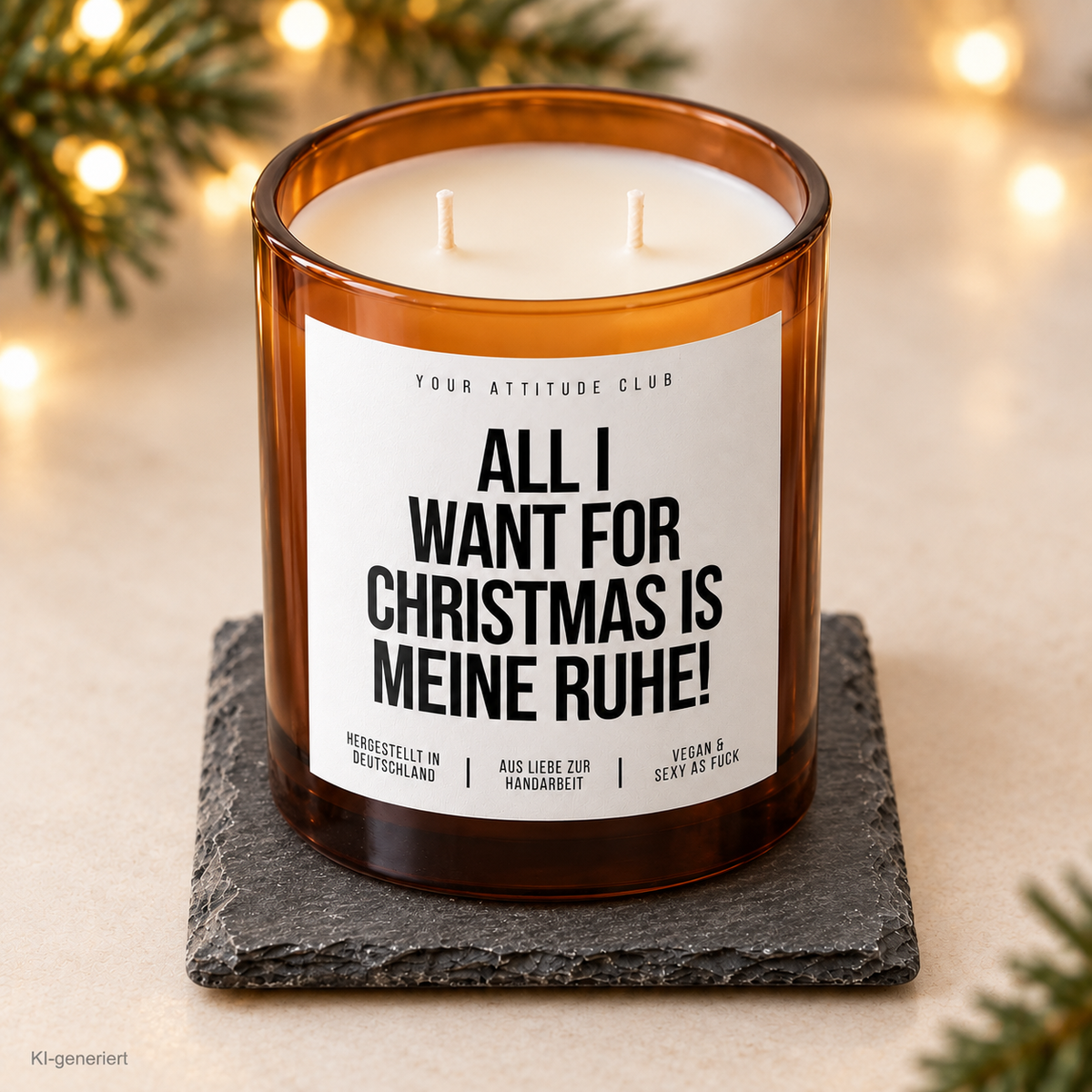 ALL I WANT FOR CHRISTMAS IS MEINE RUHE! – Weihnachtskerze | Lustiges Weihnachtsgeschenk | Geschenk für Freunde, Familie, Kollegen & Nachbarn