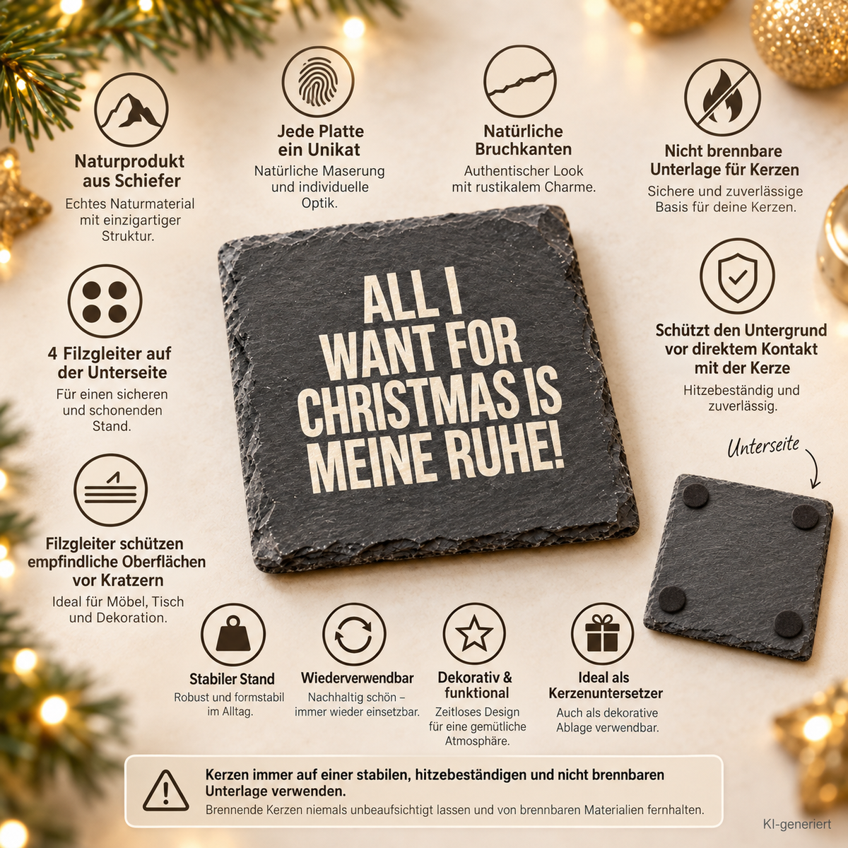 ALL I WANT FOR CHRISTMAS IS MEINE RUHE! – Weihnachtskerze | Lustiges Weihnachtsgeschenk | Geschenk für Freunde, Familie, Kollegen & Nachbarn