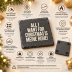 ALL I WANT FOR CHRISTMAS IS MEINE RUHE! – Weihnachtskerze Naturgras Etikett | Weihnachtsgeschenk | Geschenk für Freunde, Familie & Kollegen