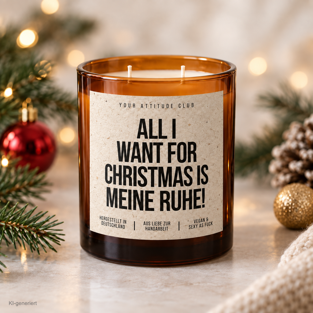 ALL I WANT FOR CHRISTMAS IS MEINE RUHE! – Weihnachtskerze | Lustiges Weihnachtsgeschenk | Geschenk für Freunde, Familie, Kollegen & Nachbarn