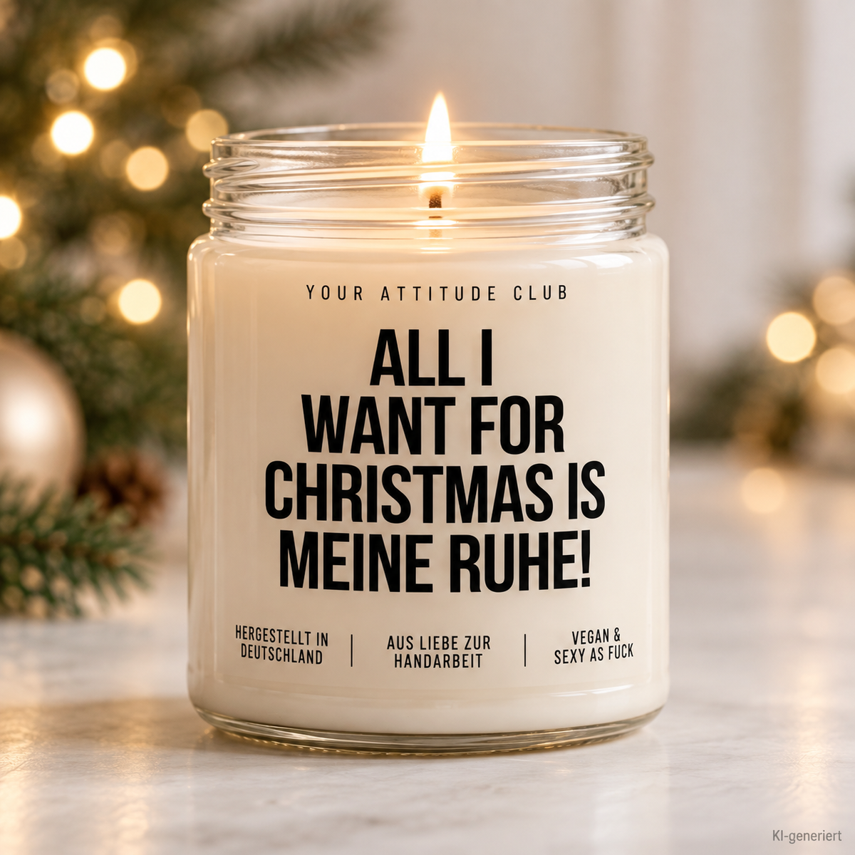 ALL I WANT FOR CHRISTMAS IS MEINE RUHE! | Weihnachtskerze Duftkerze Weihnachten Geschenkidee Wichtelgeschenk für Mama Freundin Kollegin