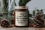 All I want for Christmas is meine Ruhe! – Weihnachtskerze im Amberglas mit Naturgraspapier, 120 ml & 160 ml, 30–40h Brenndauer, mit/ohne Duft