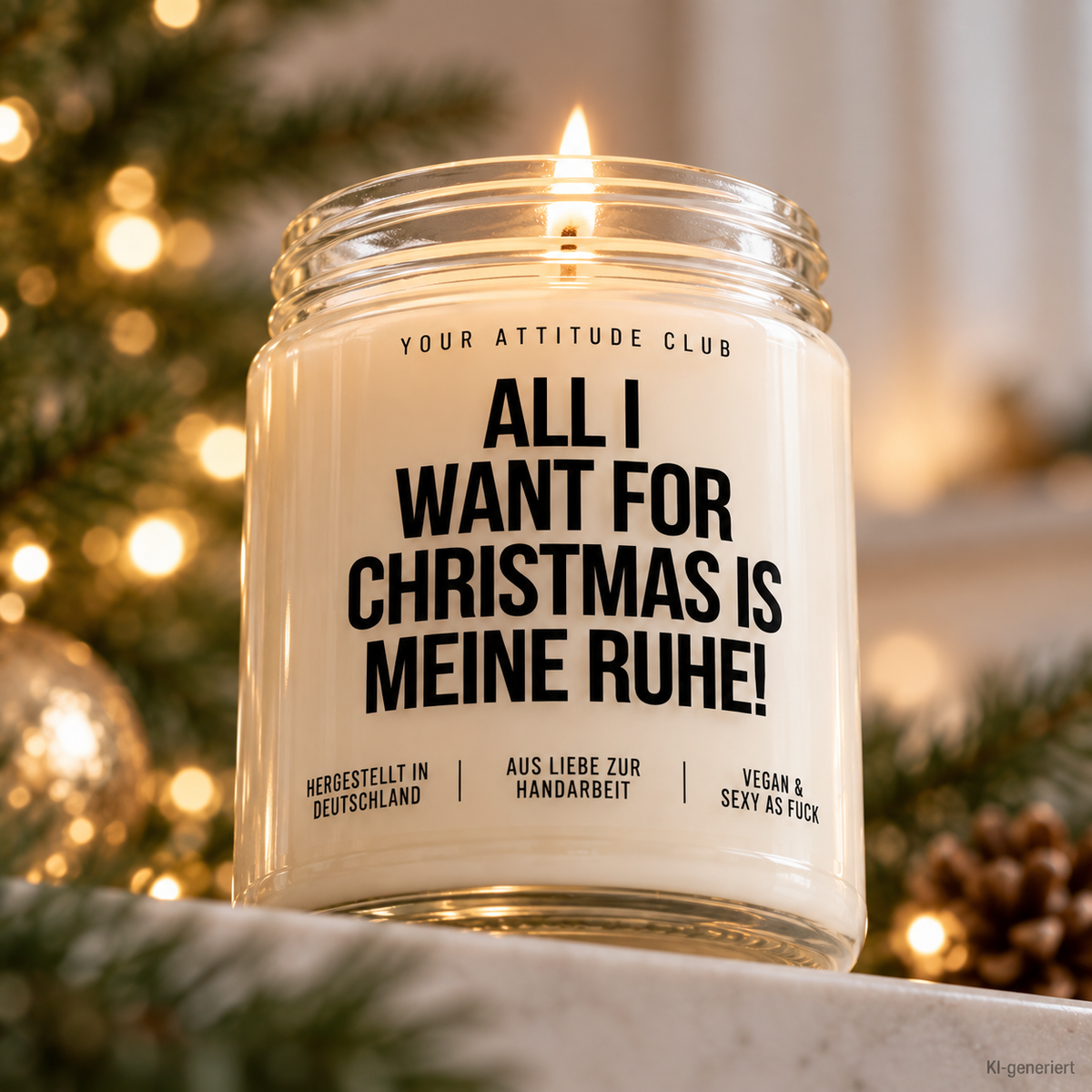 ALL I WANT FOR CHRISTMAS IS MEINE RUHE! | Weihnachtskerze Duftkerze Weihnachten Geschenkidee Wichtelgeschenk für Mama Freundin Kollegin