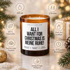 ALL I WANT FOR CHRISTMAS IS MEINE RUHE! – Weihnachtskerze Naturgras Etikett | Weihnachtsgeschenk | Geschenk für Freunde, Familie & Kollegen