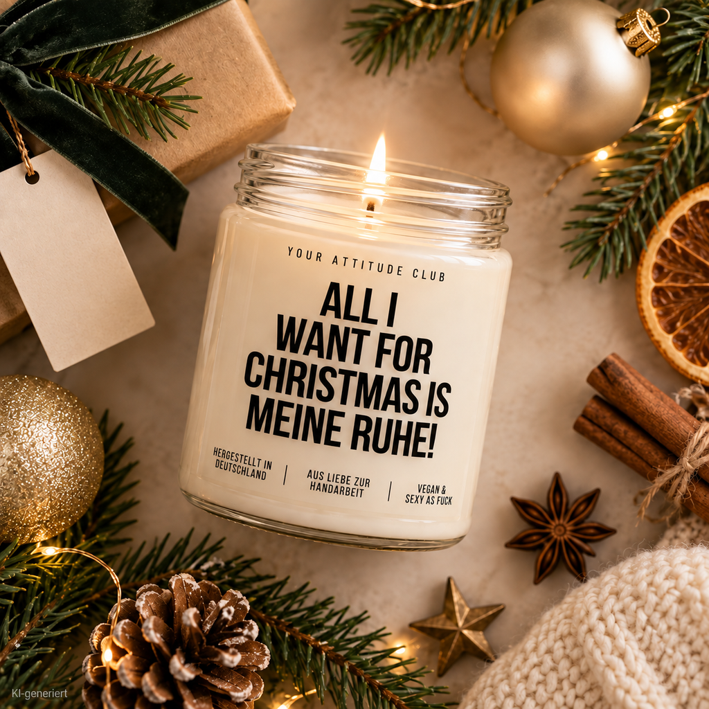 ALL I WANT FOR CHRISTMAS IS MEINE RUHE! | Weihnachtskerze Duftkerze Weihnachten Geschenkidee Wichtelgeschenk für Mama Freundin Kollegin