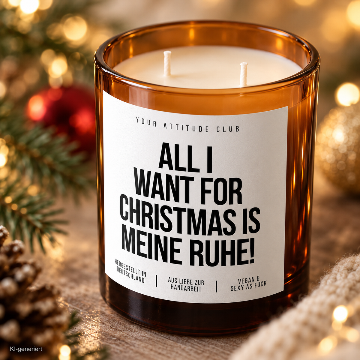 ALL I WANT FOR CHRISTMAS IS MEINE RUHE! – Weihnachtskerze | Lustiges Weihnachtsgeschenk | Geschenk für Freunde, Familie, Kollegen & Nachbarn