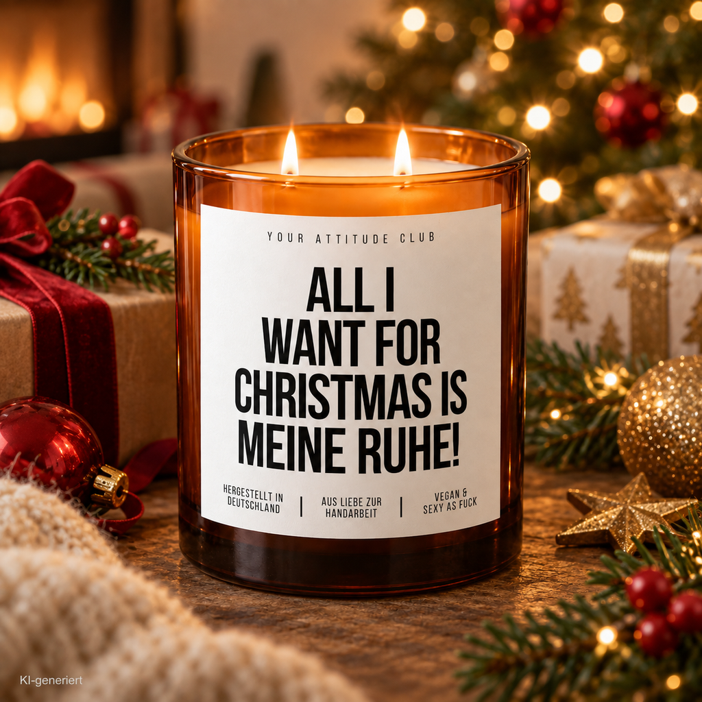 ALL I WANT FOR CHRISTMAS IS MEINE RUHE! – Weihnachtskerze | Lustiges Weihnachtsgeschenk | Geschenk für Freunde, Familie, Kollegen & Nachbarn