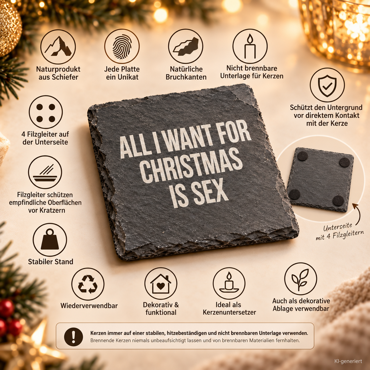 ALL I WANT FOR CHRISTMAS IS SEX – Weihnachtskerze | Lustiges Weihnachtsgeschenk | Geschenk für Partner, Freunde & beste Freundin | Wichtelgeschenk
