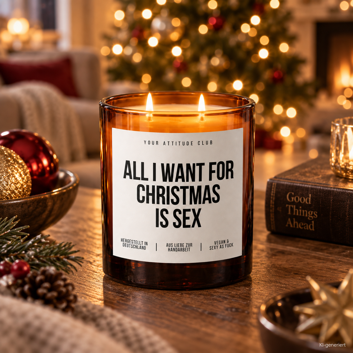 ALL I WANT FOR CHRISTMAS IS SEX – Weihnachtskerze | Lustiges Weihnachtsgeschenk | Geschenk für Partner, Freunde & beste Freundin | Wichtelgeschenk
