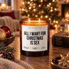 ALL I WANT FOR CHRISTMAS IS SEX – Weihnachtskerze Naturgras Etikett | Weihnachtsgeschenk | Geschenk für Partner, Freundin & Freund | Geschenkidee Weihnachten