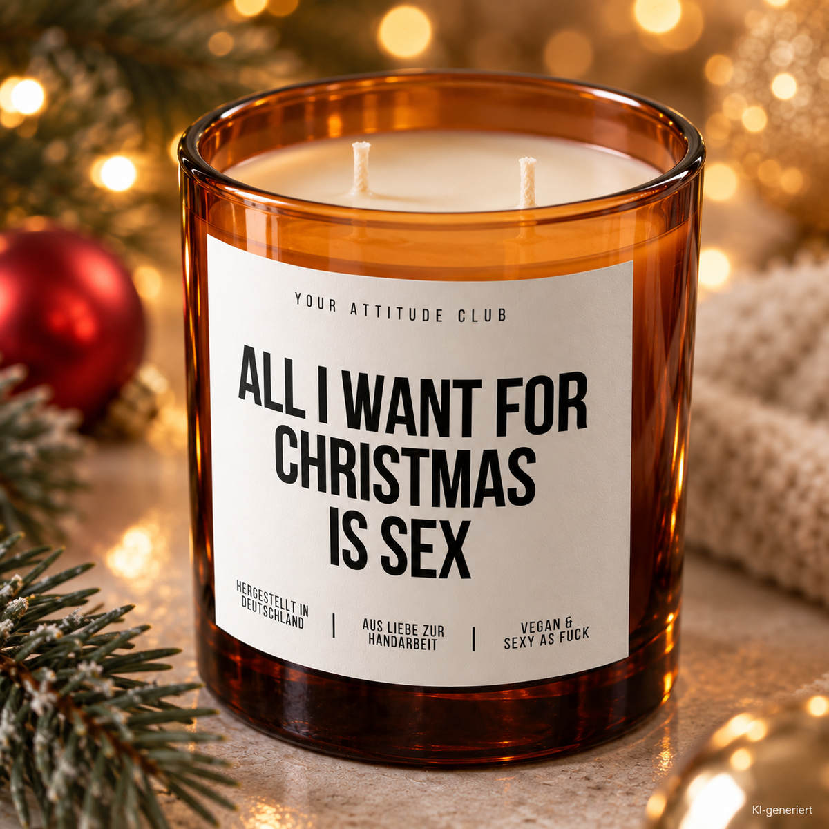 ALL I WANT FOR CHRISTMAS IS SEX – Weihnachtskerze | Lustiges Weihnachtsgeschenk | Geschenk für Partner, Freunde & beste Freundin | Wichtelgeschenk