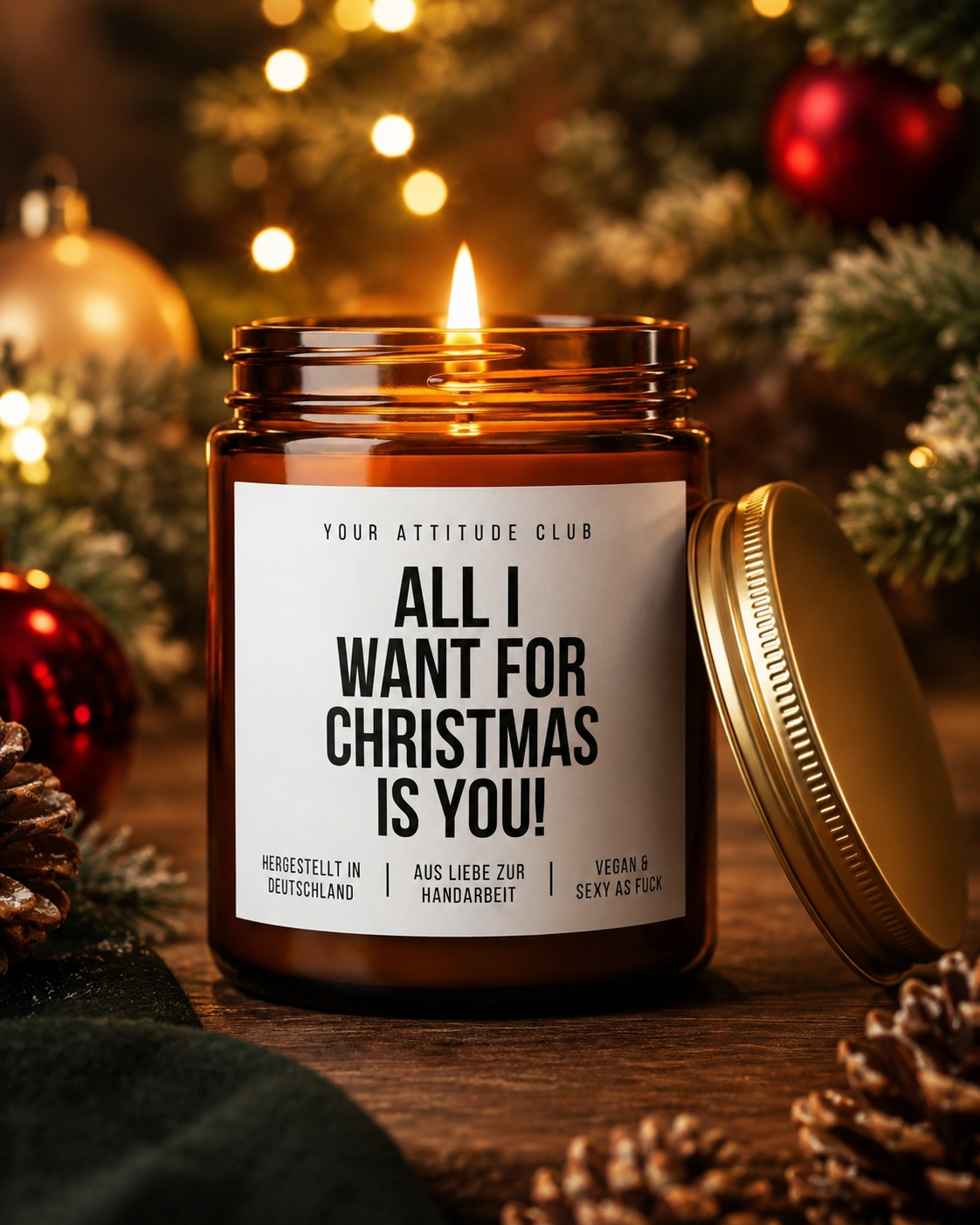 ALL I WANT FOR CHRISTMAS IS YOU! Weihnachtskerze mit Spruch | romantische Duftkerze | Geschenk für Partner | Weihnachtsgeschenk | Sojawachs Kerze handgemacht