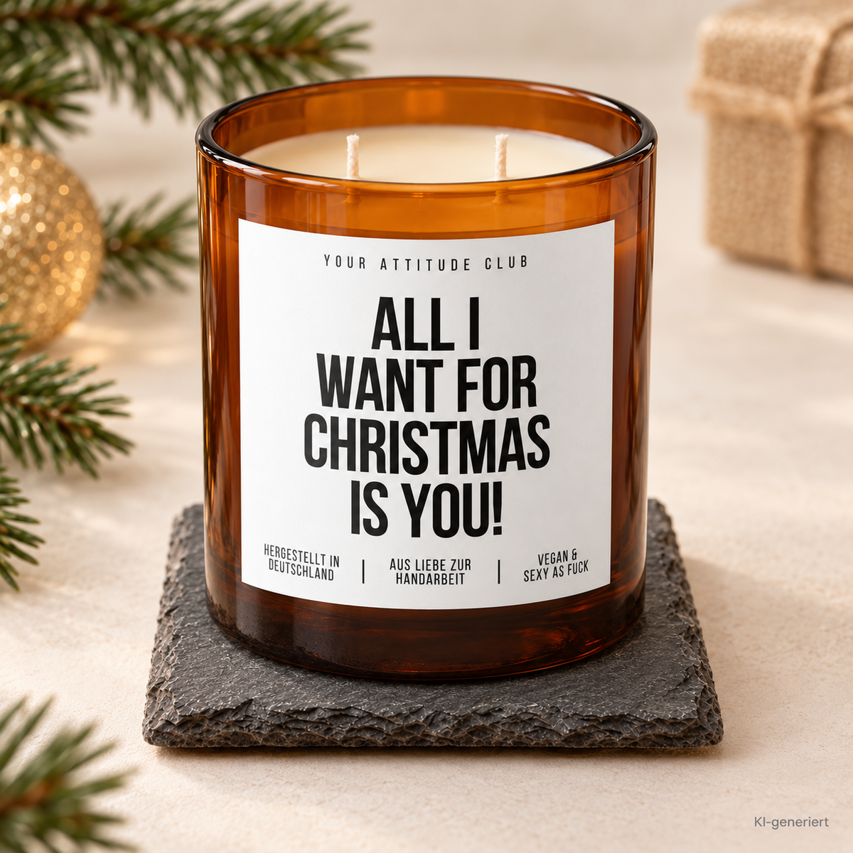 ALL I WANT FOR CHRISTMAS IS YOU! – Weihnachtskerze | Romantisches Weihnachtsgeschenk | Geschenk für Partner, Freundin, Freund & Lieblingsmensch
