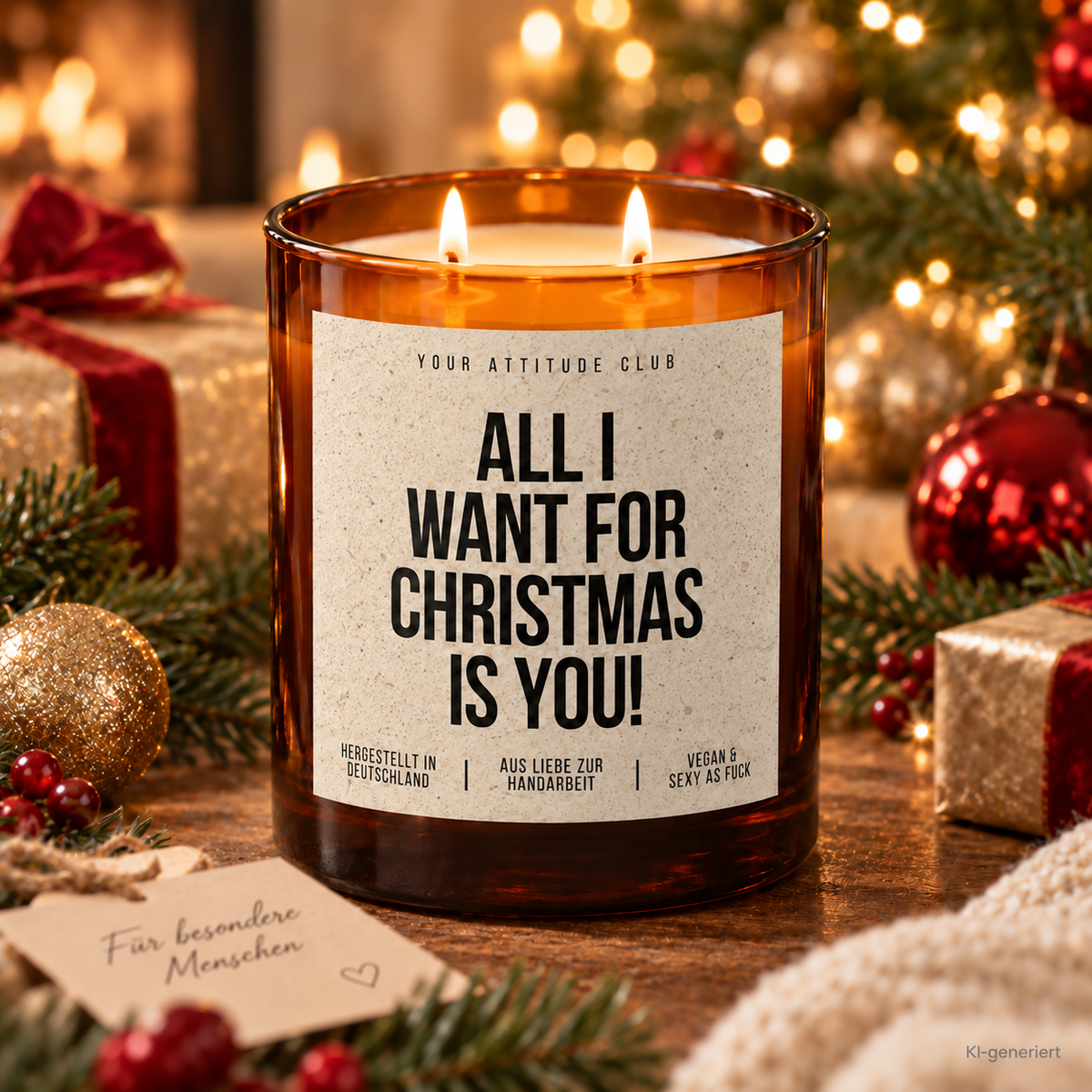 ALL I WANT FOR CHRISTMAS IS YOU! – Weihnachtskerze | Romantisches Weihnachtsgeschenk | Geschenk für Partner, Freundin, Freund & Lieblingsmensch