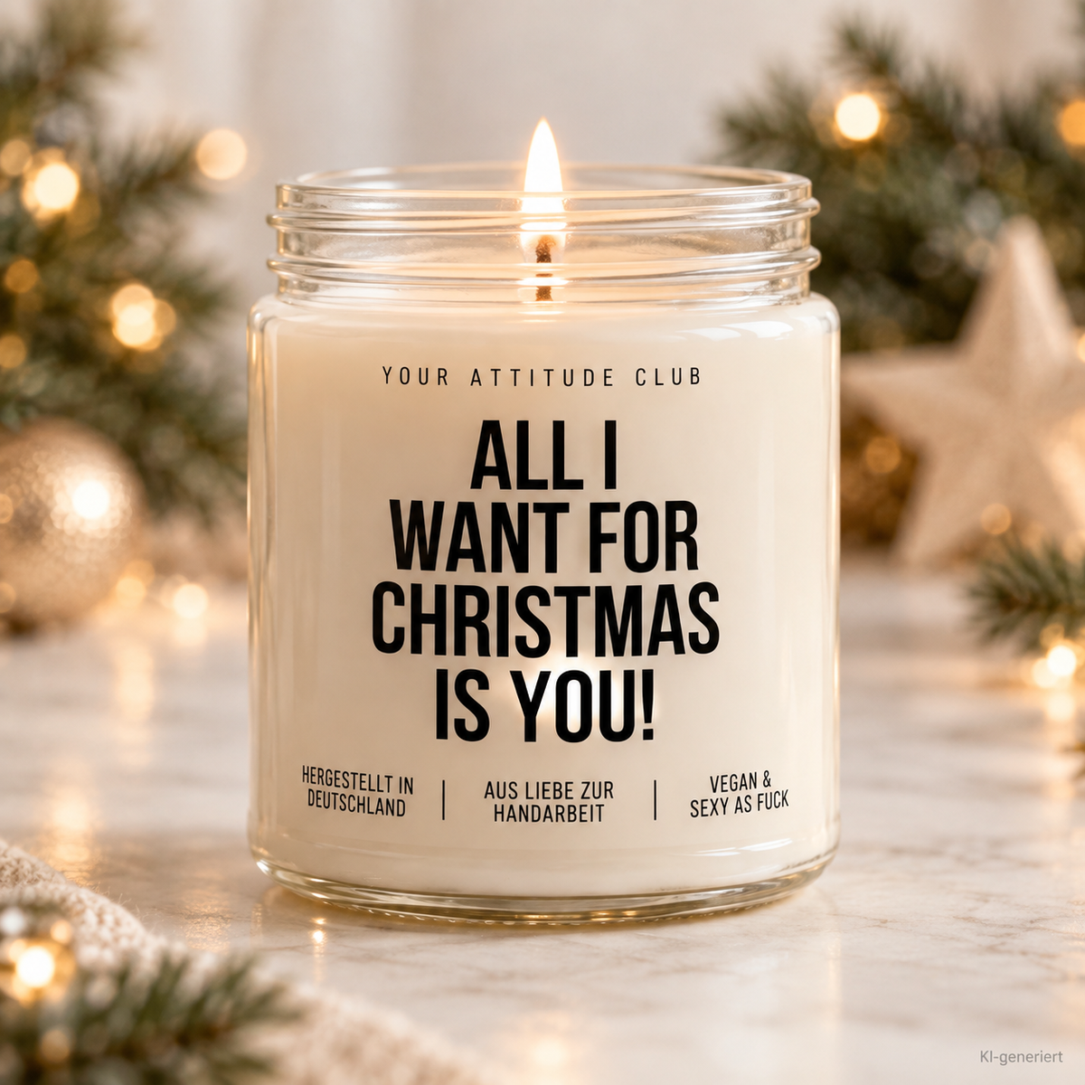 ALL I WANT FOR CHRISTMAS IS YOU! | Weihnachtskerze Duftkerze Weihnachten Weihnachtsgeschenk Geschenkidee für Partner Freundin Freund