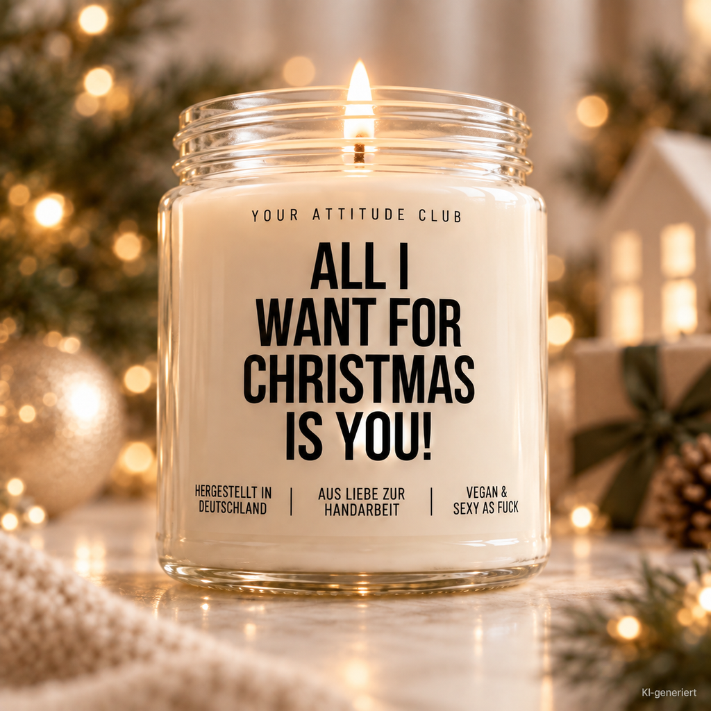 ALL I WANT FOR CHRISTMAS IS YOU! | Weihnachtskerze Duftkerze Weihnachten Weihnachtsgeschenk Geschenkidee für Partner Freundin Freund