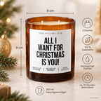 ALL I WANT FOR CHRISTMAS IS YOU! – Weihnachtskerze Naturgras Etikett | Weihnachtsgeschenk | Geschenk für Partner, Freundin & Freund | Geschenkidee Weihnachten