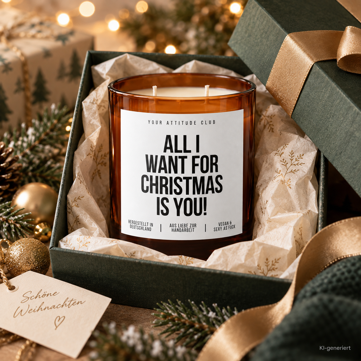 ALL I WANT FOR CHRISTMAS IS YOU! – Weihnachtskerze | Romantisches Weihnachtsgeschenk | Geschenk für Partner, Freundin, Freund & Lieblingsmensch