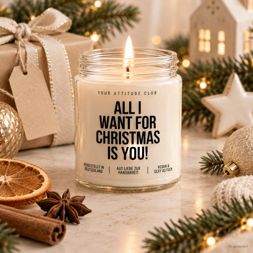 ALL I WANT FOR CHRISTMAS IS YOU! | Weihnachtskerze Duftkerze Weihnachten Weihnachtsgeschenk Geschenkidee für Partner Freundin Freund