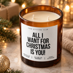 ALL I WANT FOR CHRISTMAS IS YOU! – Weihnachtskerze Naturgras Etikett | Weihnachtsgeschenk | Geschenk für Partner, Freundin & Freund | Geschenkidee Weihnachten