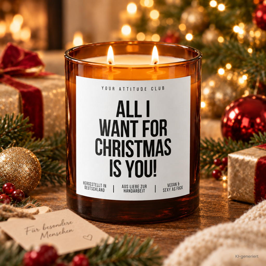 ALL I WANT FOR CHRISTMAS IS YOU! – Weihnachtskerze | Romantisches Weihnachtsgeschenk | Geschenk für Partner, Freundin, Freund & Lieblingsmensch
